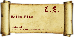Balko Rita névjegykártya