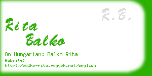 rita balko business card